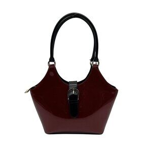 Beijo Burgundy Faux Patent Leather Bag